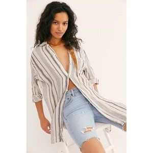 CP Shades X Free People Linen Stripe Buttondown Shirt Size S NEW